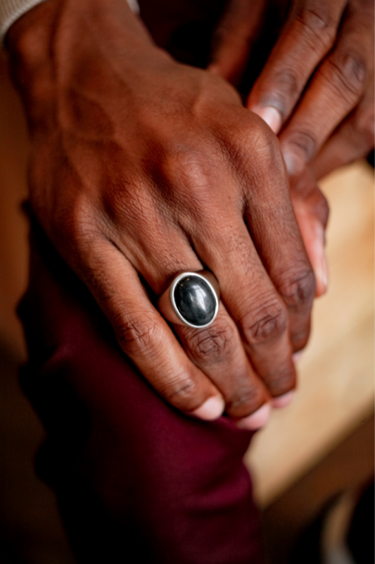 Black/White Jasper Ring
