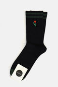 Tulip Embroidered Socks- Black